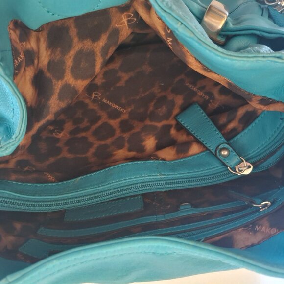 B.Makowsky Blue Leather Purse - Picture 4 of 5